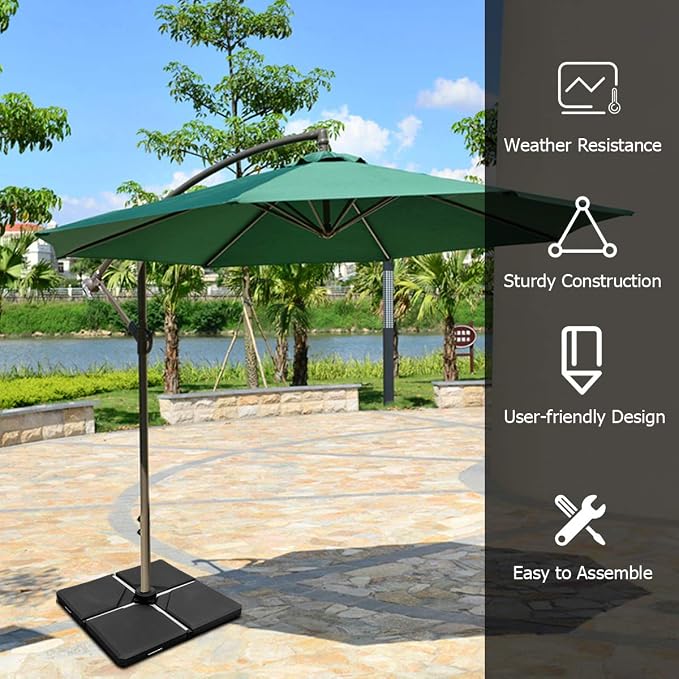 Tangkula 4PCS Patio Cantilever Offset Umbrella Base Weight Stand, 238lbs Square - Image 7
