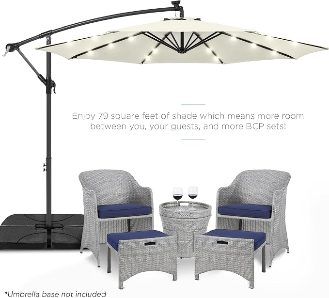 Best Choice Products 10ft Solar LED Offset Cantilever Hanging Market Patio - Image 2