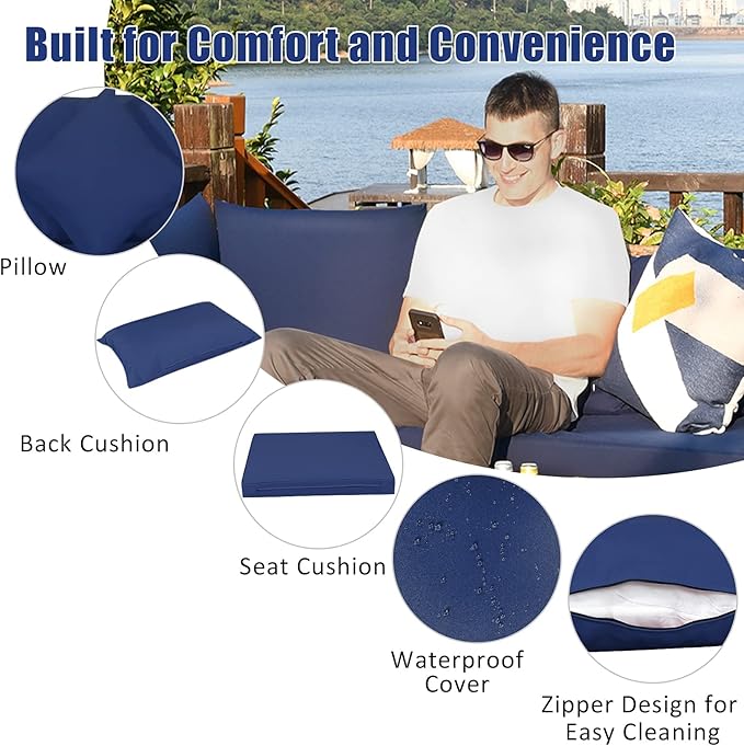 Tangkula 7 Pieces Wicker Patio Furniture Set, All-Weather Outdoor Rattan - Image 6
