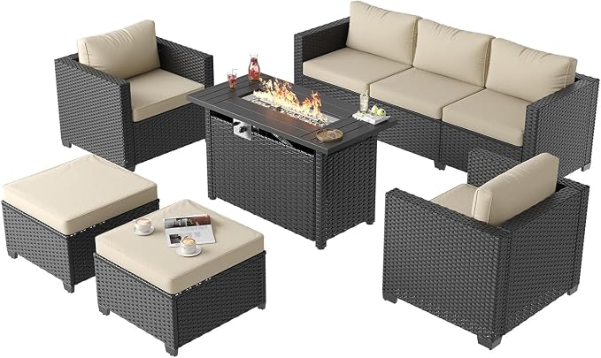 Aoxun Patio Furniture Set with Fire Pit Table, 6 Piece Outdoor Furniture Set - Image 9