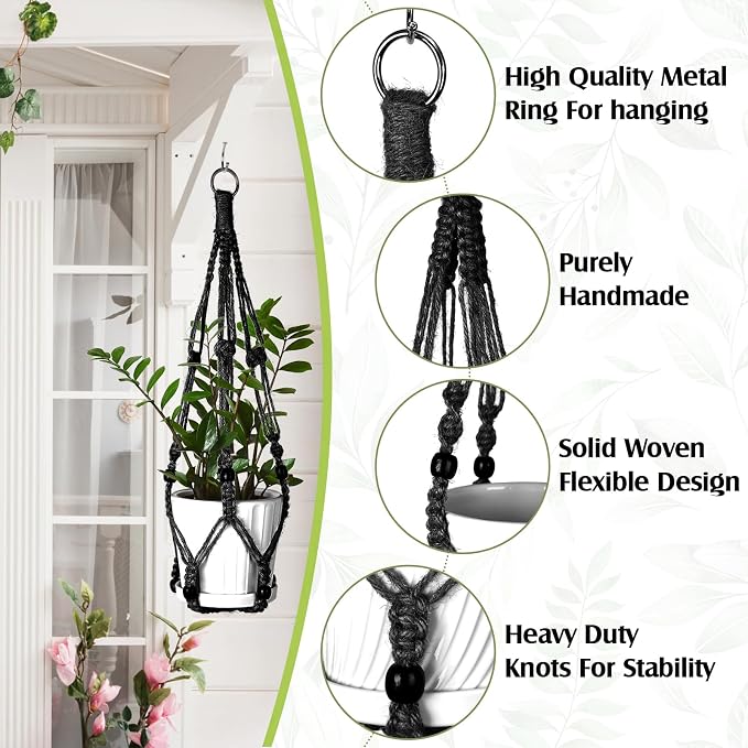 Hoteam 12 Pcs Macrame Plant Hangers Macrame Hanging Planters - Image 3