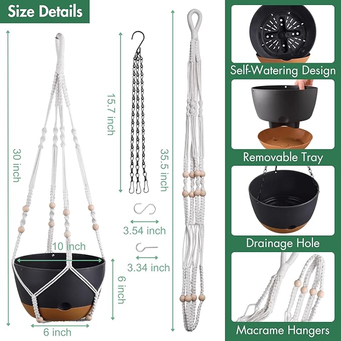 Set of 2-10 Inch Hanging Planters - Image 4