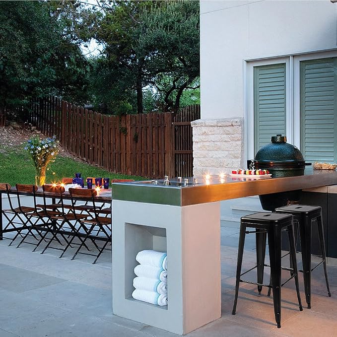 Devoko Metal Bar Stools 30" Indoor Outdoor Stackable Barstools Modern Style - Image 6