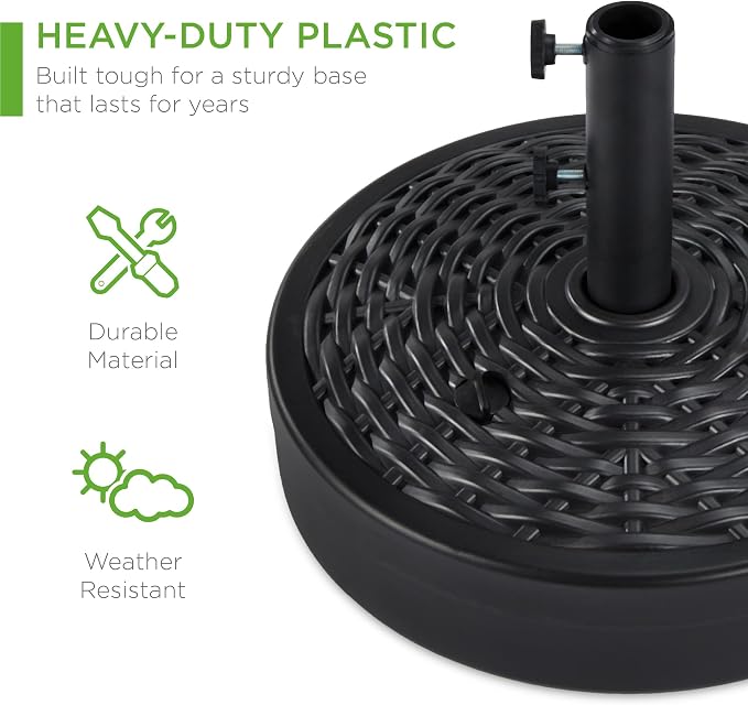 Best Choice Products Fillable Umbrella Base Stand, Round Faux Wicker Plastic - Image 3