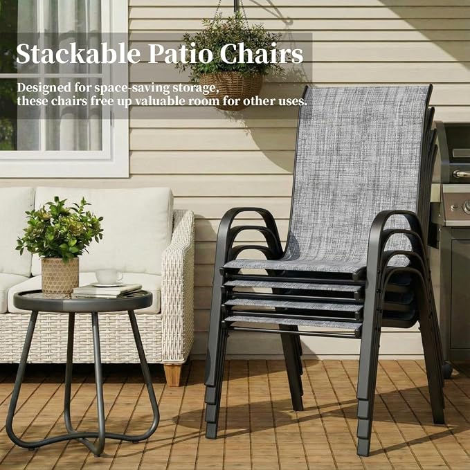 MAMIZO Patio Dining Chairs, Stackable All Weather Teslin Chair, Heavy Duty - Image 7