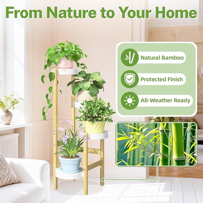 iDavosic.ly 4 Tier Bamboo Plant Stand Indoor Outdoor - Image 4