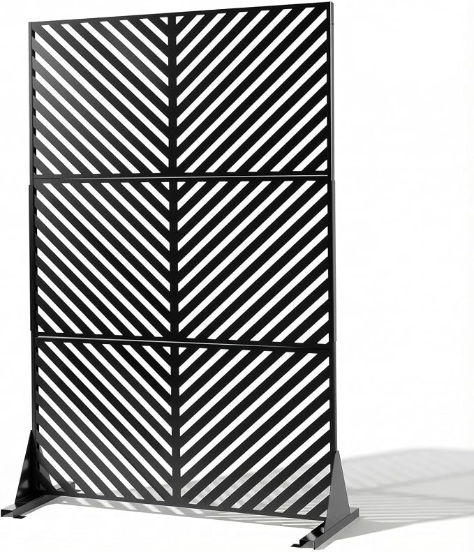 VINGLI Privacy Fence Panels, 72H’’ x 47W’’ Metal Privacy Screen Freestanding by VINGLI