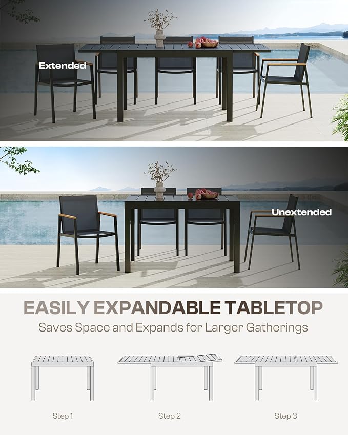 All-Aluminum Expandable Outdoor Patio Dining Table - Image 2