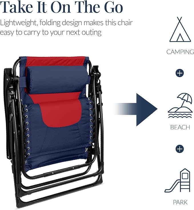 Best Choice Products Oversized Padded Zero Gravity Chair, Folding Outdoor Patio - Image 5