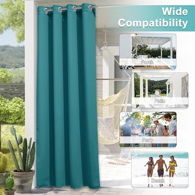 NICETOWN 2 Panels Outdoor Patio Curtains Waterproof 72 inches Long, Rustproof - Image 5