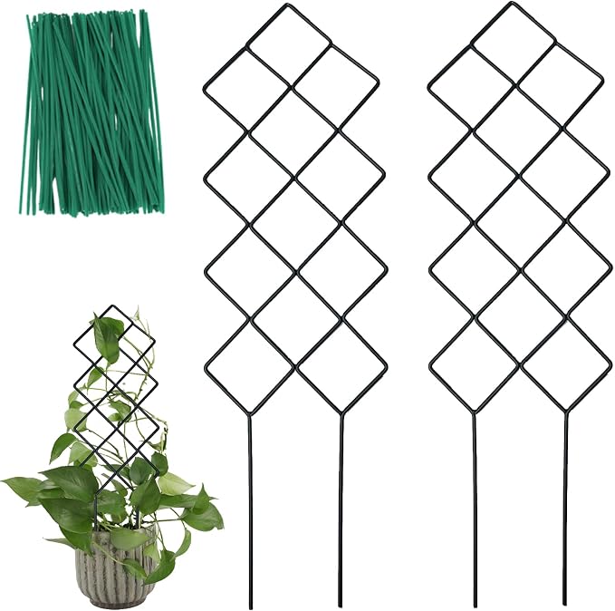Metal Trellis for Climbing Plants Indoor, 16.36 inch Small Trellis for Potted by WellSign