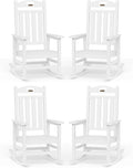 Oversized Rocking Chairs Outdoor Set of 4, High Back Porch Rocking Chair by Suunyn