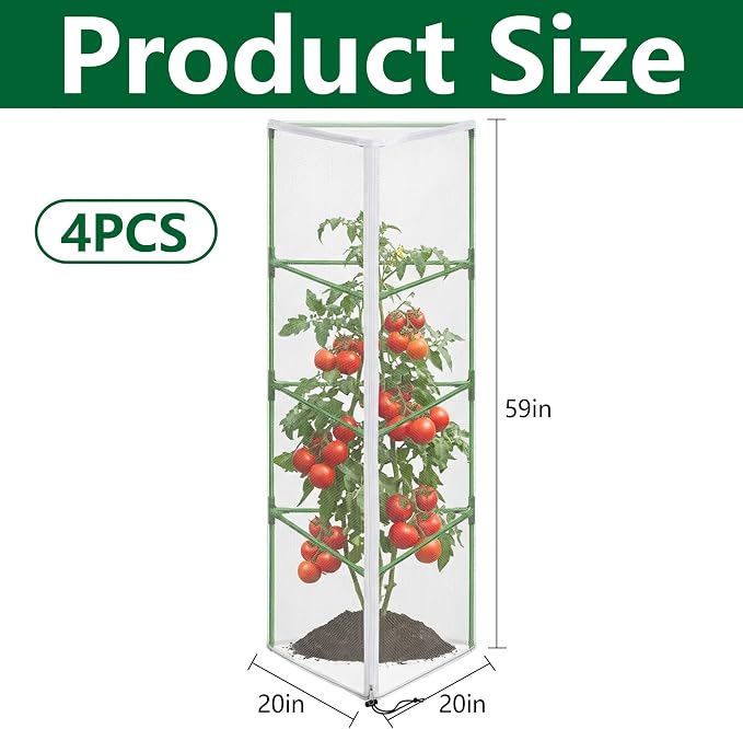 4 Pcs Garden Bird Netting for Triangle Plant Cage, Tomato Trellis Insect Bird - Image 2