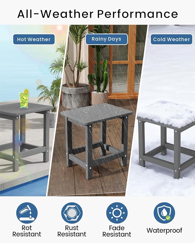 Weatherproof Outdoor Side Table, HDPE Small Outdoor Table - Image 4