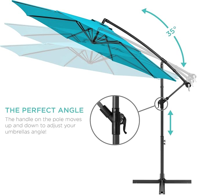 Best Choice Products 10ft Offset Cantilever Hanging Market Patio Umbrella - Image 4