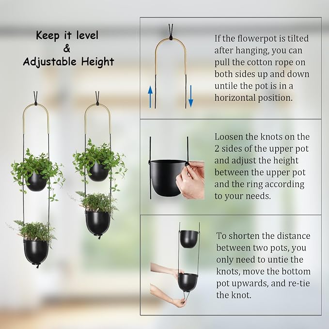 Modern Metal Hanging Planter for Indoor Outdoor Plants - Image 5