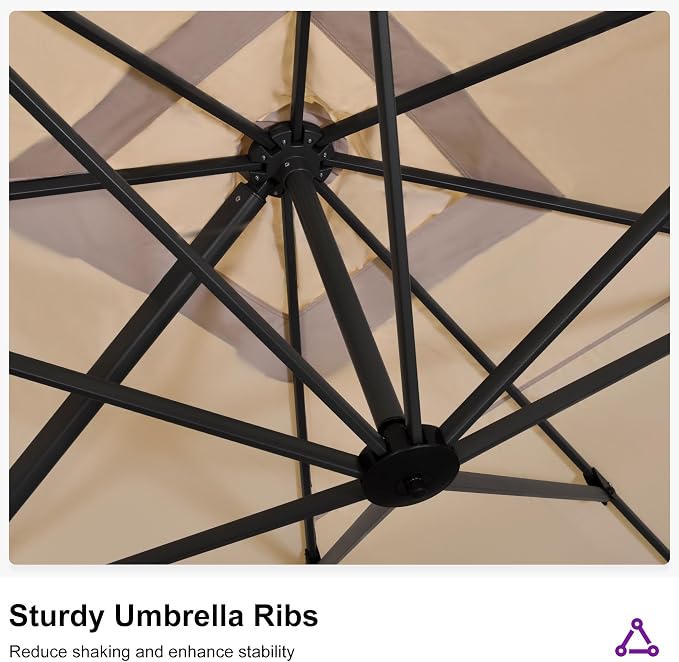 PURPLE LEAF 11.5' X 11.5' Telescopic Patio Umbrella Outdoor Cantilever Umbrella - Image 8