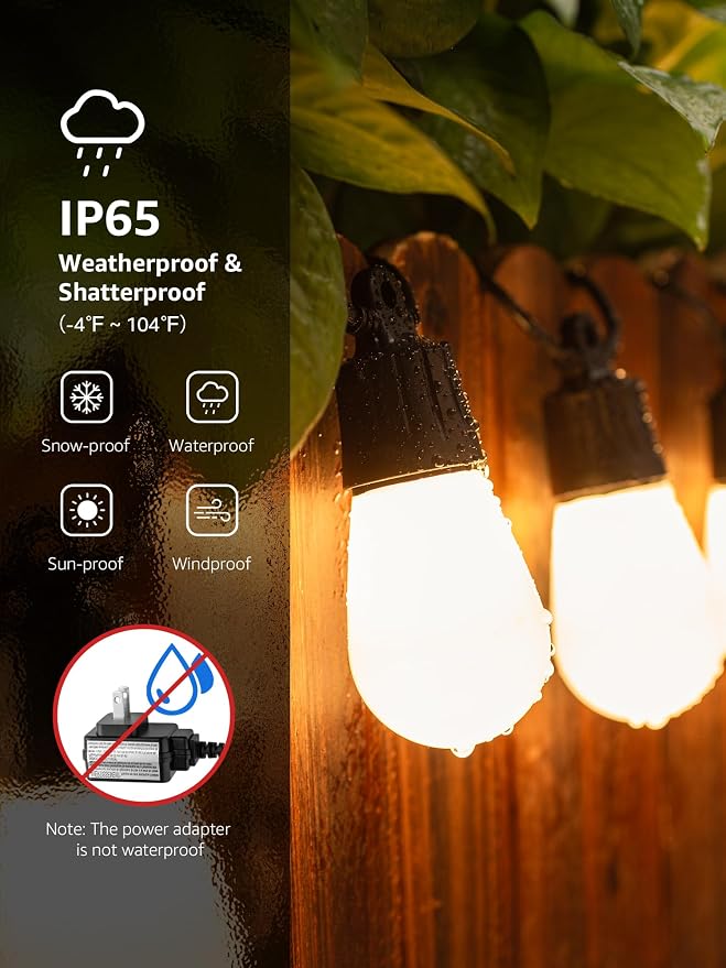Lepro ZB1 AI Smart Outdoor String Lights APP Control, 100 ft RGB+IC+Warm White - Image 4