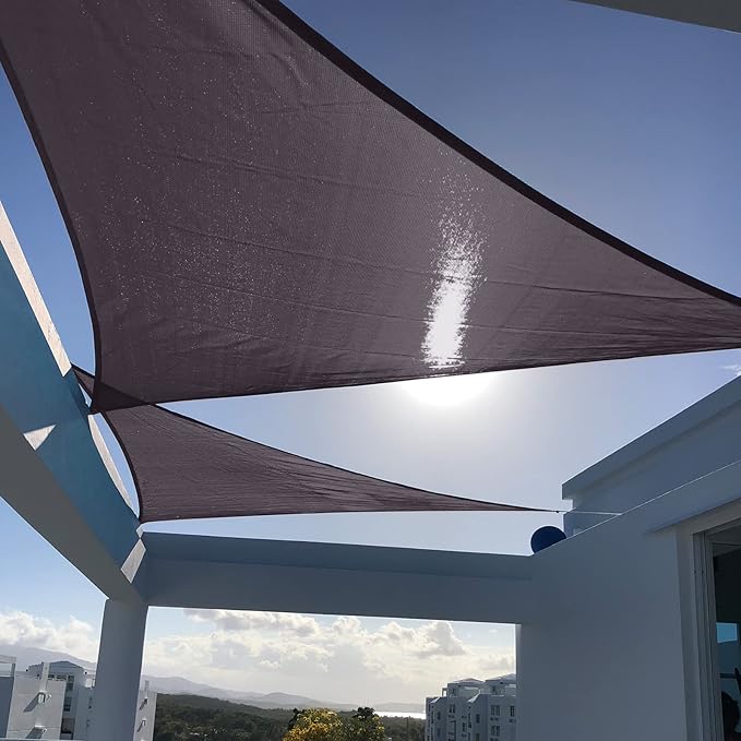SUNNY GUARD Custom Size 7'x10'x12.2'Dark Grey Sun Shade Sail Right Triangle UV by SUNNYGUARD