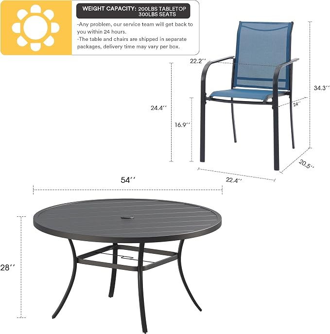 VICLLAX Patio Dining Set for 8, Outdoor Furniture Set Includes 53" Round Patio - Image 7
