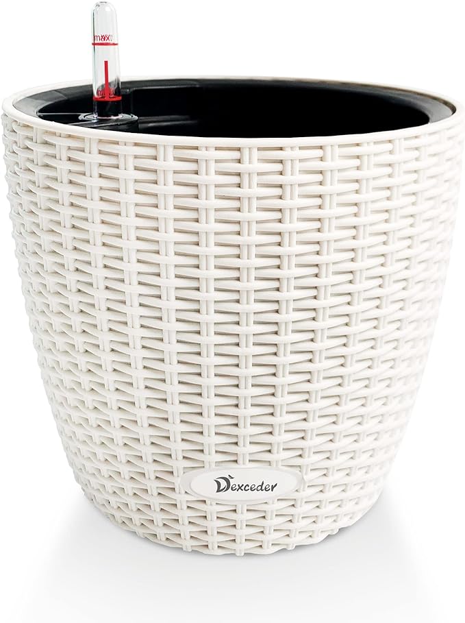 Dexceder 9x8 Inches Rattan Self Watering Planter Indoor Outdoor, Inner Pot by Dexceder