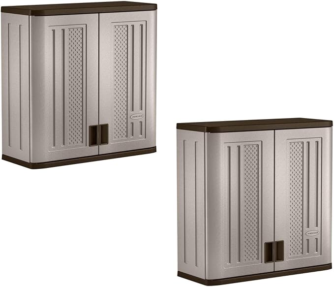 Suncast 2 Pack 4 Cubic Feet Resin Single Shelf Garage Wall Storage Cabinet by Suncast