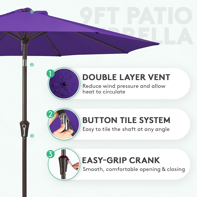 JEAREY 9FT Outdoor Patio Umbrella Outdoor Table Umbrella - Image 2