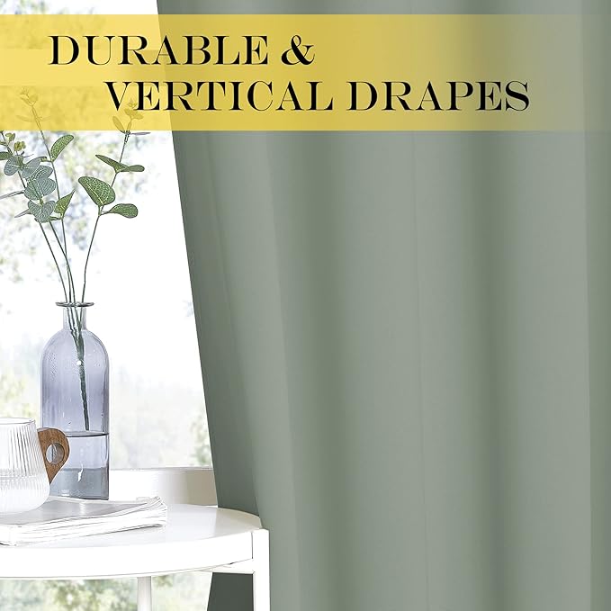 NICETOWN Sage Green Sliding Door Curtains 108 inches Long - Image 6