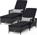 Tangkula Wicker Chaise Lounge Outdoor Set of 2, Patio Rattan Reclining Chaise by TANGKULA