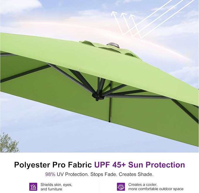 PURPLE LEAF 9 Feet Square Cantilever Umbrella Patio Umbrella - Image 5