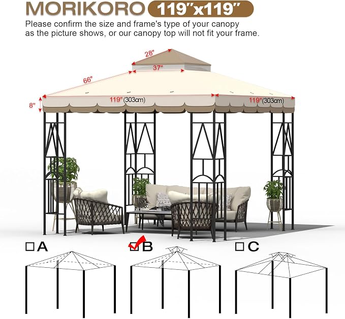 10x10 Canopy Replacement Top Double Tiered Gazebo Cover - Image 2