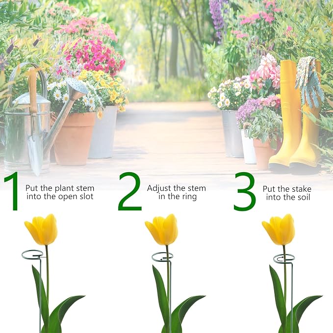 20 Pack 16 Inch Plant Support Stakes, Metal Single stemmed Flower Support - Image 4