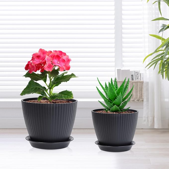 7/6.2/5.5/5/4.5/4 inch Flower Pots, 6 Pack Plant Pots - Image 6