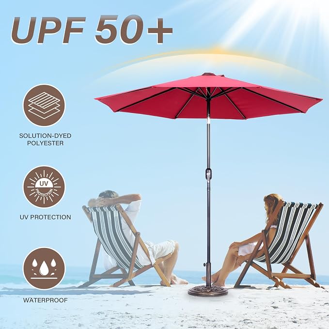 Backyard Expressions 9 ft. Patio Umbrella, Market Table Umbrella w/Tilt and - Image 7