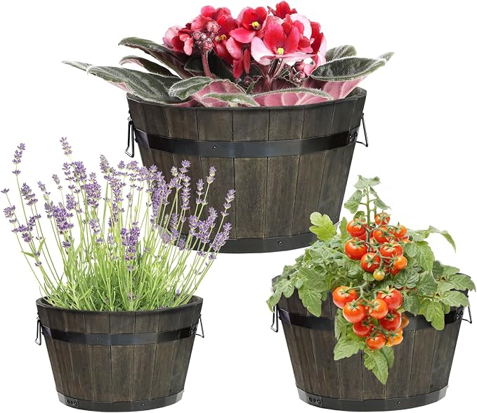 Idzo Set of 3 Wooden Flower Planters - Image 3