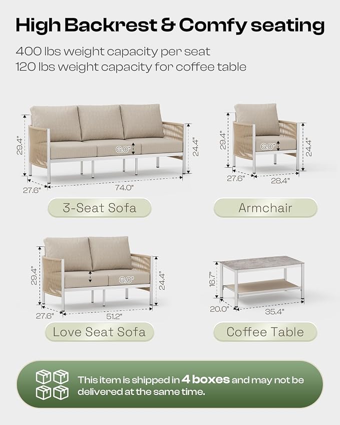 Aluminum Outdoor Patio Furniture Set - Image 8