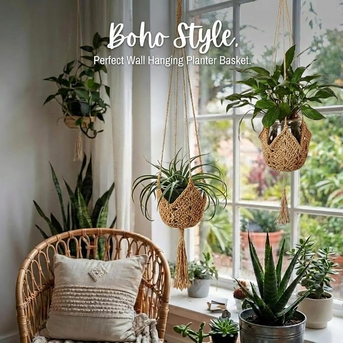 Shappy 3 Pack Jute Crochet Long Plant Hanger - Image 4