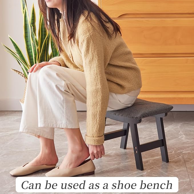 Foot Stool, Bamboo Small Sofa Foot Rest Under Desk, Extra Seating - Image 6