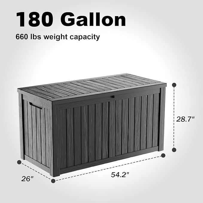 ROJIK 180 Gallon Outdoor Storage Box Waterproof-Patio Furniture Resin Deck Box - Image 2