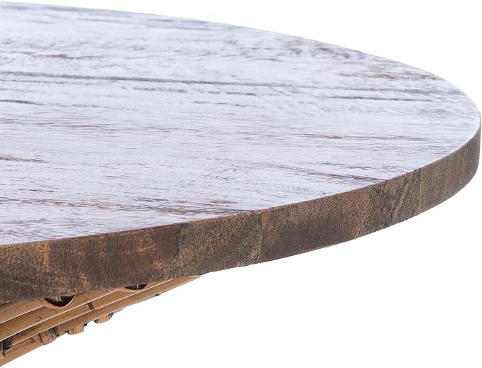 Safavieh Home Collection Whent Coastal Honey Brown Wash and Black Round Coffee - Image 8