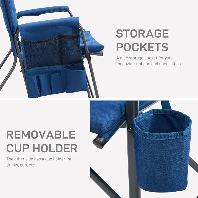 EVER ADVANCED Lightweight Folding Rocking Camping Chair, Padded Portable Rocker - Image 8