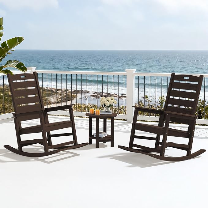 SERWALL Outdoor Rocking Chair Set of 4, Oversized HDPE Patio Rocking Chair - Image 10