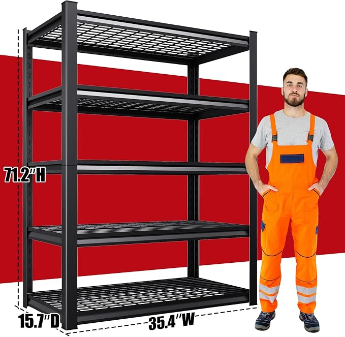 Set of 4 71"H Garage Shelving-3000LBS 5 Tier Storage Shelves, Adjustable Heavy - Image 3