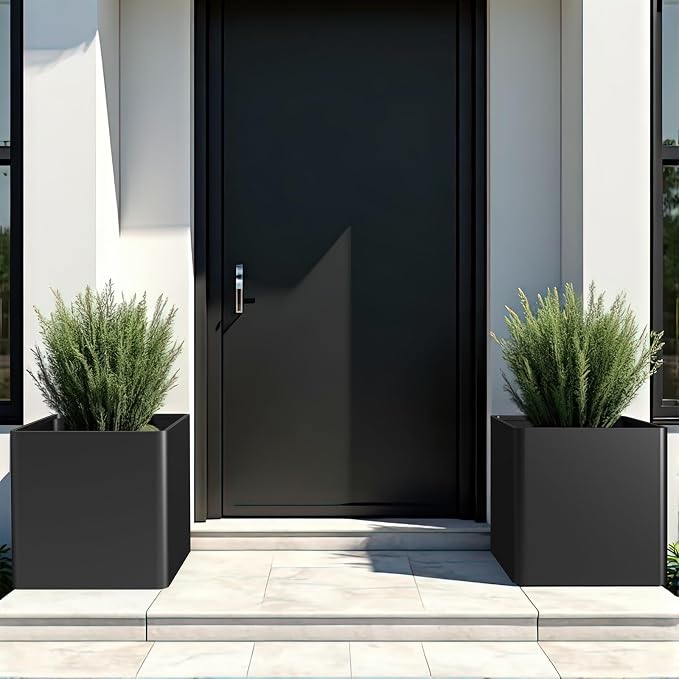 Large Metal Square Planter 26" L x 26" W x 26" H, Heavy Duty Black Large - Image 6