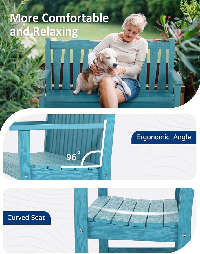 Outdoor Bench Weatherproof, 2-Person Garden Benches - Image 6