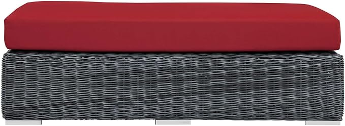 Modway Summon Wicker Rattan Outdoor Patio Sunbrella® Fabric Rectangle Ottoman - Image 5