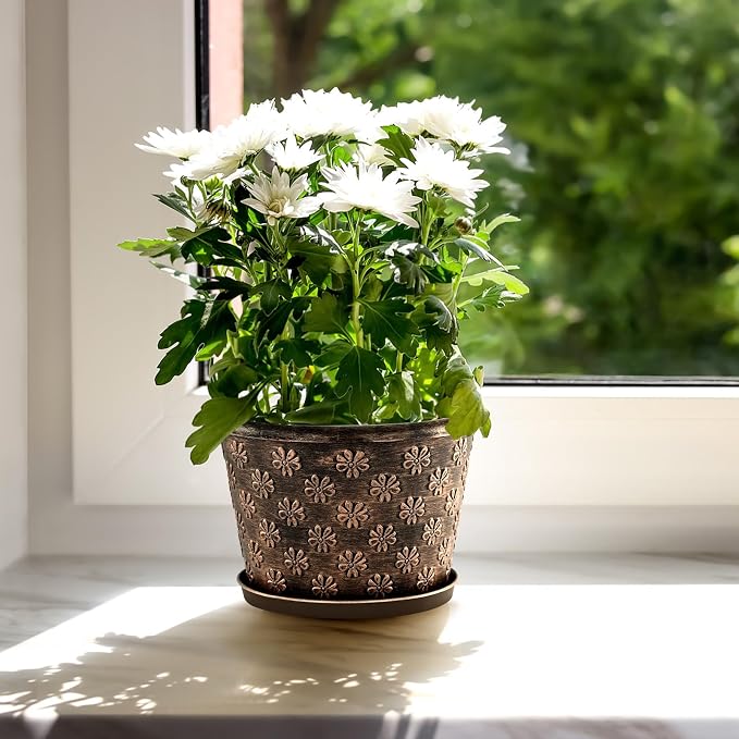 8 Inch Planter Pots for Plants, Plastic Flower Pots Indoor Outdoor, 5 Pack - Image 7