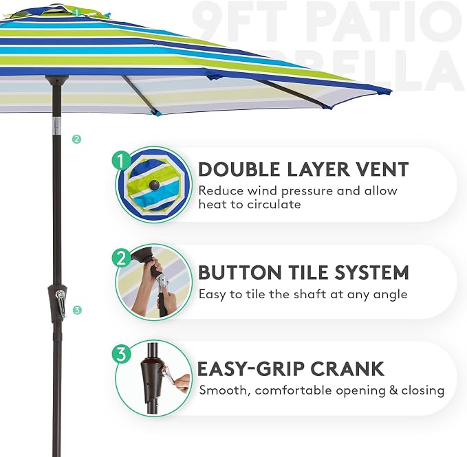 JEAREY 9FT Outdoor Patio Umbrella Outdoor Table Umbrella - Image 2