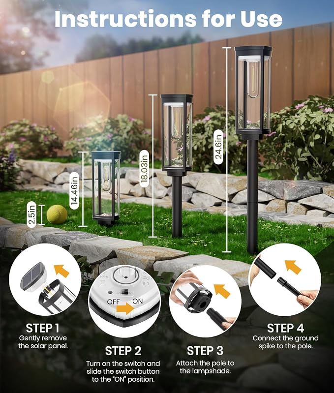 Solar Pathway Lights Outdoor Powered Waterproof 8 Pack Upgraded Solar Walkway - Image 7