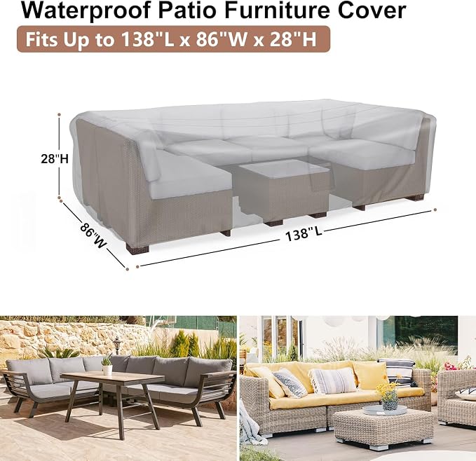 Patio Furniture Covers, Heavy Duty 600D Outdoor Furniture Cover Waterproof - Image 2